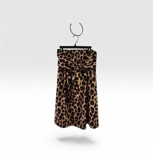 Chic SHEIN Curve Leopard Print Strapless Dress with Tie 0XL